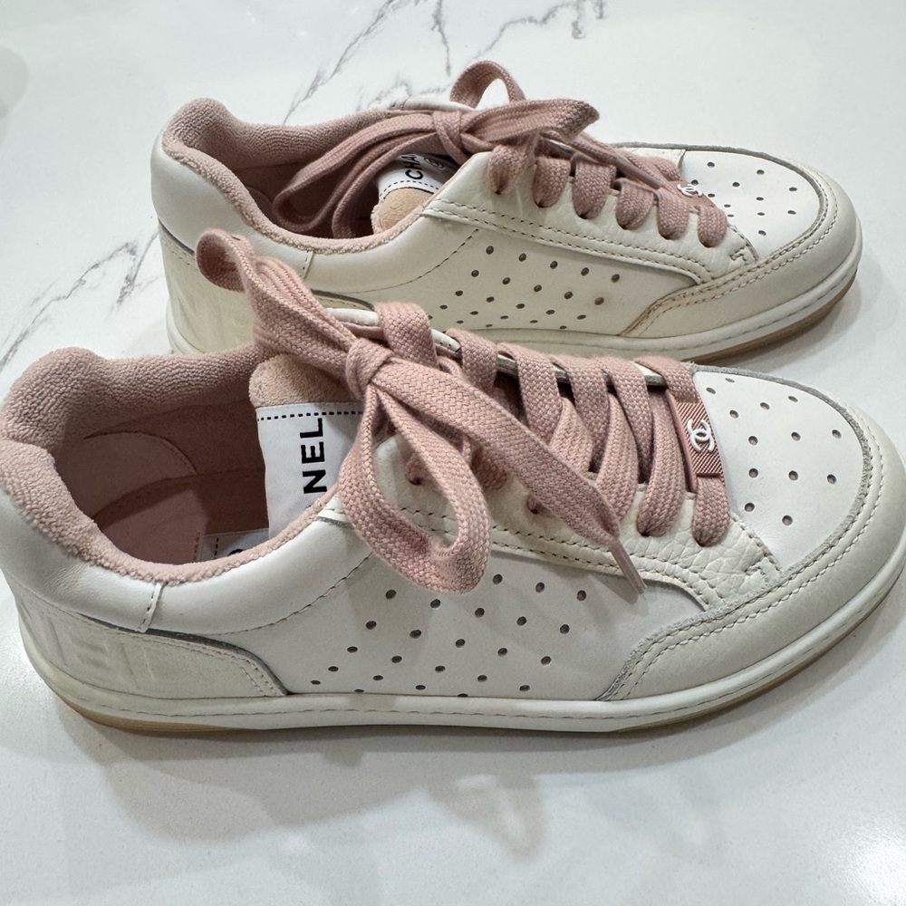 SOLD Chanel Grained Calfskin Fabric Womens
Logo Sneakers